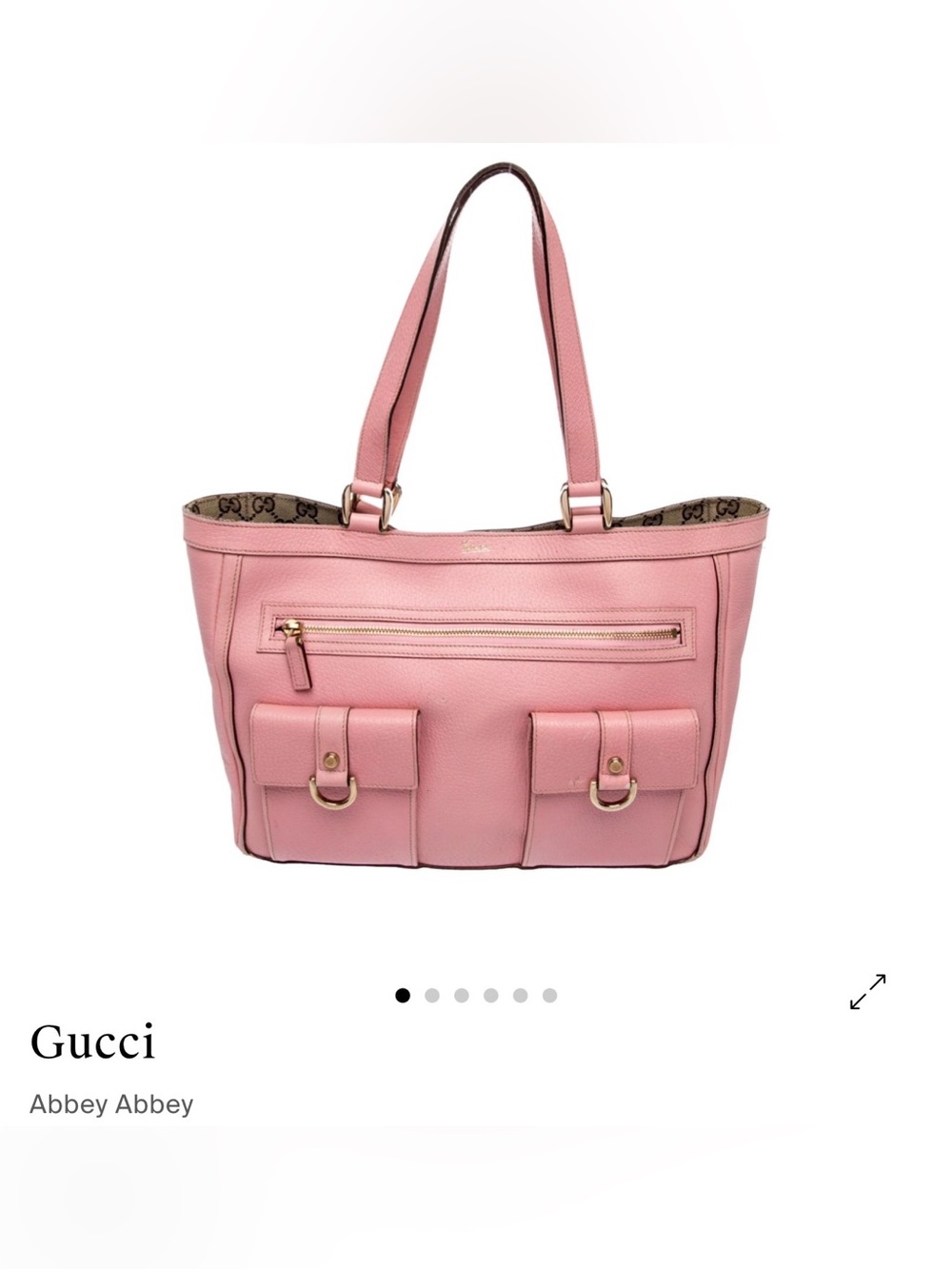Gucci Pink Leather Tote with Front Pockets